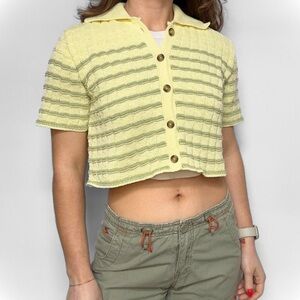 Urban Outfitters Kimchi Blue Oliver Button-Down Sweater Yellow Green Size XS